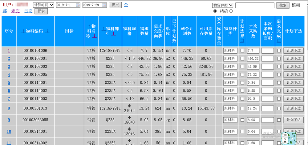 物料需求计划